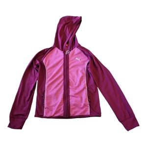 Puma Pink and Purple Striped Full-Zip Athletic Jacket
